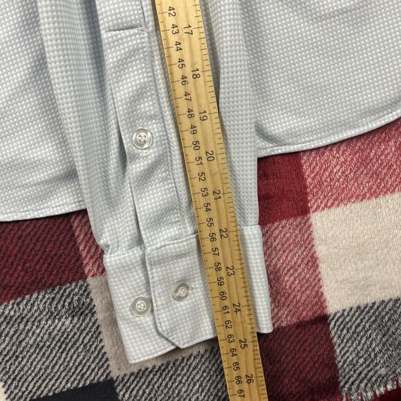 Mizzen Main Performance Shirt Mens M Blue Check Trim Fit Maylard Button *stain - Picture 8 of 11